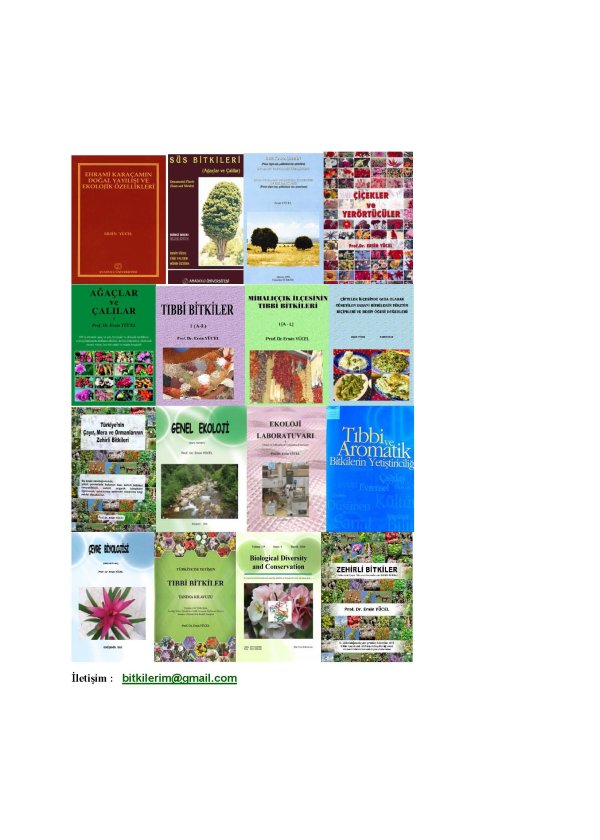BAZI KİTAPLARIMIN İNTENET ORTAMINDA FAHİŞ FİYATLARLA SATILDIĞINI GÖRDÜM VE ÇOK ÜZÜLDÜM. BANA İNTERNET ADRESİMDEN VEYA TELEFONLA ULAŞIRSANIZ KİTABI ADRESİNİZE GÖNDEREBİLİRM. (bitkilerim@gmail.com; Tel; 0536 418 99 88)
